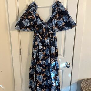 Abercrombie & Fitch Navy Floral Midi Dress